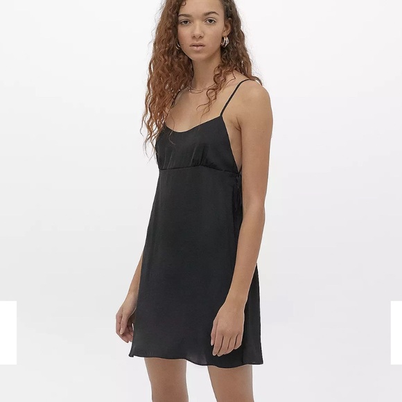 Free People Smooth Sailing Mini Slip Dress Black Medium - Picture 8 of 12
